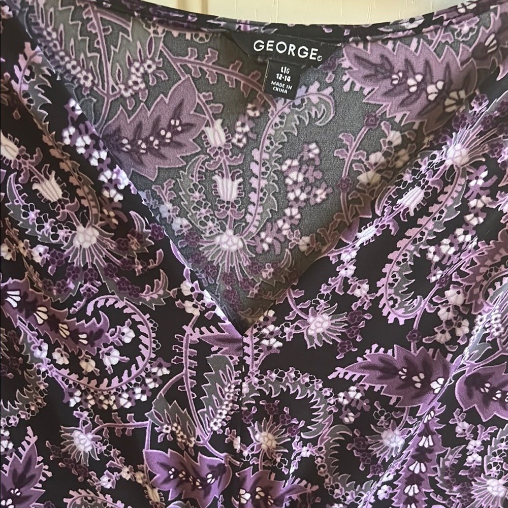 George Purple and Black Paisley Dress